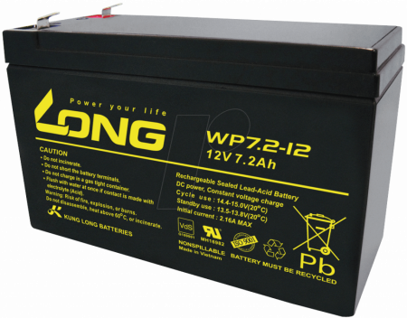 Aкумулаторна батерия Long WP7.2-12A, 12V 7.2Ah F2, за UPS, 151 х 65 х 94 мм