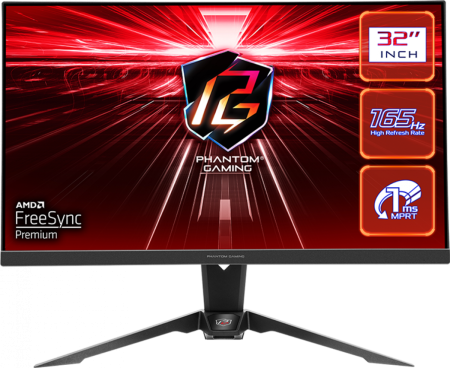 Геймърски Asrock Gaming Monitor, 31.5"2560 x 1440, VA, 550 nits, 165 Hz, 1ms, HDMI, DP, VESA
