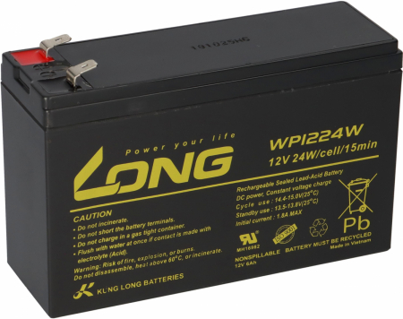 Aкумулаторна батерия Long WP1224W 12V 6Ah AGM, 151 x 101 x 51 мм