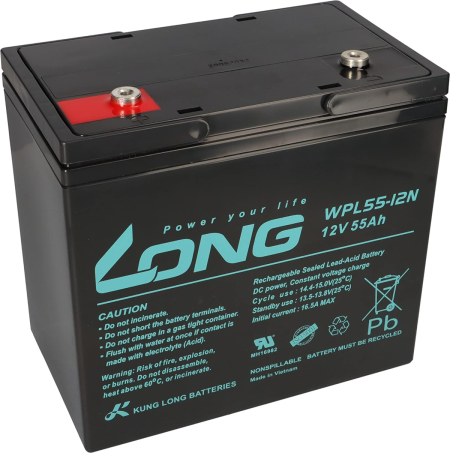 Aкумулаторна батерия Long WPL55-12N, 12V 55Ah F8, за UPS, 135 х 207 х 226 мм