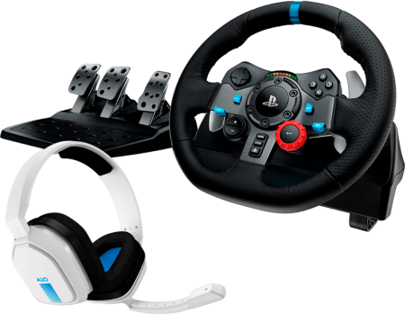 LOGITECH G29 Driving Force Racing Wheel for PS + Astro A10 - WHITE