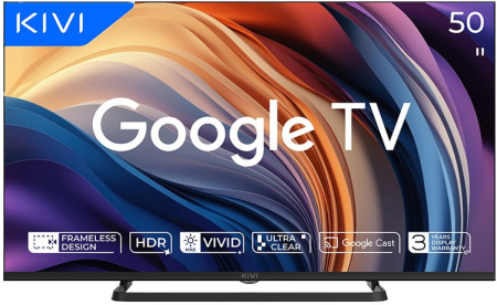 Kivi 50U710QB - 50" (127cм.), 4K/UHD Smart TV, HDR, DVB-T2/C/T, Wi-Fi, Bluetooh, LAN, 3x HDMI, 2x USB, Черен