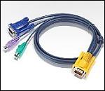 Кабел/адаптер ATEN 2L-5203P :: KVM кабел, SPHD15 M -- 2x PS2 M + HD15 M, 3.0 мна ниска цена с бърза доставка