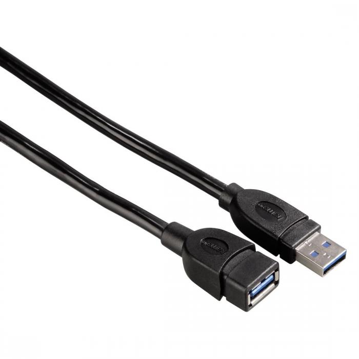 Удължителен кабел HAMA 54505, USB-A мъжко - USB-А женско,1.8 м, Екраниран, Черенна ниска цена с бърза доставка - BestPC.BG