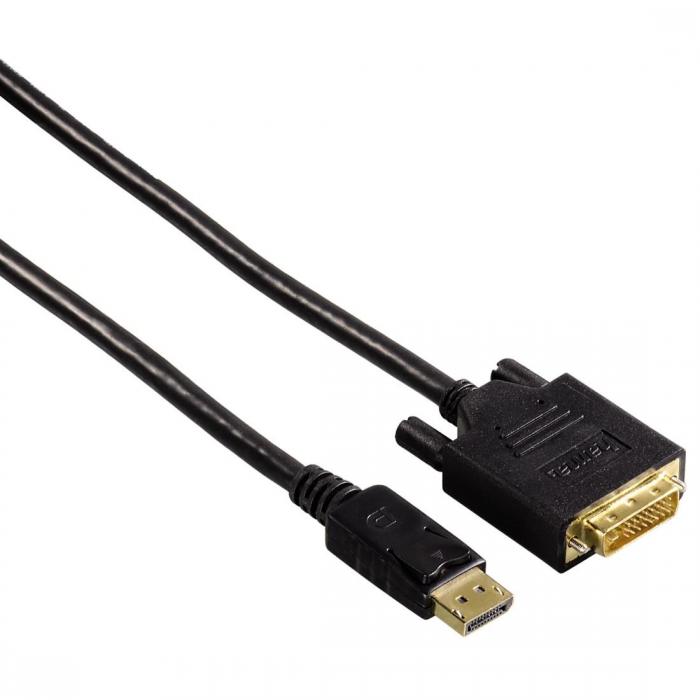 Адаптер HAMA 54593, DisplayPort мъжко - DVI мъжко, 1.8 m, 3 звезди, Позлатени конектори, Черенна ниска цена с бърза доставка - BestPC.BG