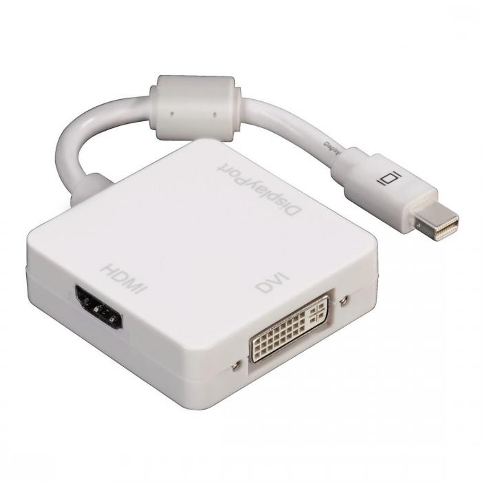 Адаптер 3 в 1 HAMA 53245 Mini DisplayPort мъжко - DVI - DisplayPort - HDMI женско, Бялна ниска цена с бърза доставка - BestPC.BG