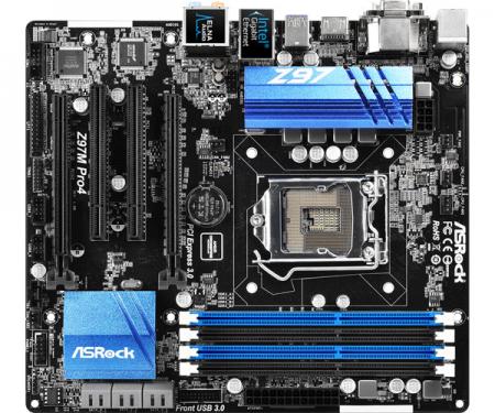 Дънна платка ASROCK Main Board Desktop iZ97 (S1150, 4xDDR3, USB3.0, 8ch, SATA III, GLAN, DVI, HDMI, ) mATX Retailна ниска цена с бърза доставка - BestPC.BG