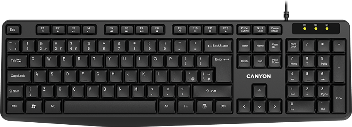 Клавиатура CANYON Wired Keyboard, 104 keys, USB2.0, Чернана ниска цена с бърза доставка - BestPC.BG