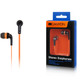 Слушалки Canyon fashion earphones, flat anti-tangling cable, orangeна ниска цена с бърза доставка - BestPC.BG