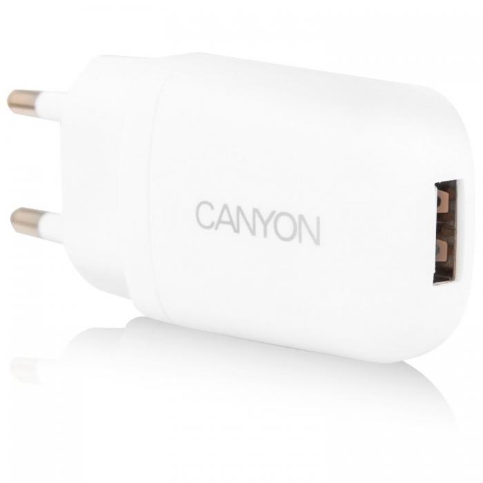 Кабел/адаптер CANYON Single USB Home Carger 1A (Color: White)на ниска цена с бърза доставка - BestPC.BG