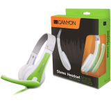 Слушалки Canyon entry price PC headset, combined 3, 5 plug, leather pads, White-greenна ниска цена с бърза доставка - BestPC.BG
