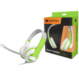 Слушалки Canyon colorful USB headset, leather pads, inline remote, white-greenна ниска цена с бърза доставка - BestPC.BG