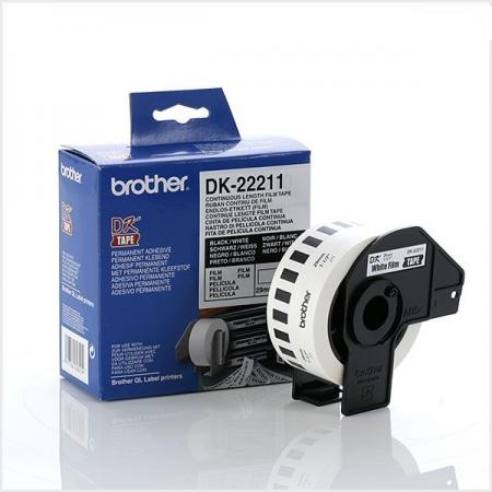 Касета за етикетен принтер Brother DK-22211 White Continuous Film Tape 29mm x 15.24mна ниска цена с бърза доставка
