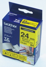 Касета за етикетен принтер Brother TZe-651 Tape Black on Yellow, Laminated, 24mm - Ecoна ниска цена с бърза доставка