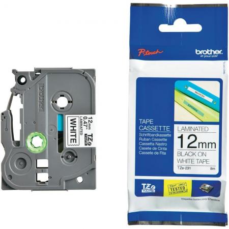 Касета за етикетен принтер Brother TZe-231 Tape Black on White Laminated 12mm - Ecoна ниска цена с бърза доставка - BestPC.BG