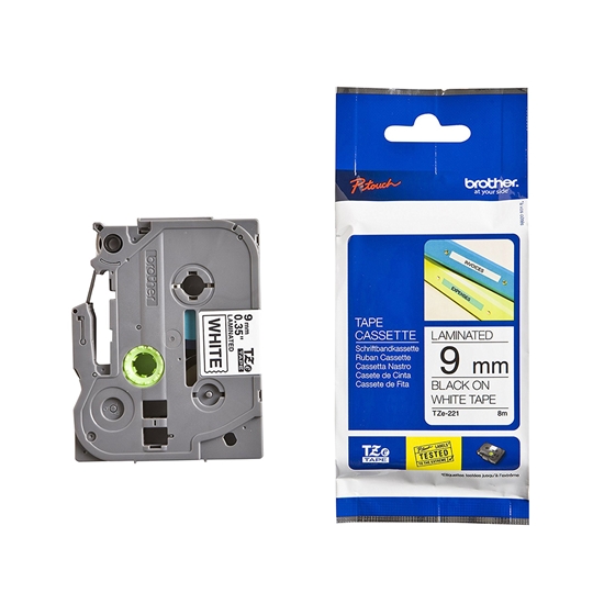 Касета за етикетен принтер Brother TZe-221 Tape Black on White Laminated 9mm - Ecoна ниска цена с бърза доставка - BestPC.BG