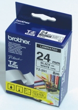 Касета за етикетен принтер Brother TZe-251 Tape Black on White, Laminated, 24mm - Ecoна ниска цена с бърза доставка