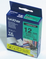 Касета за етикетен принтер Brother TZe-731 Tape Black on Green, Laminated, 12mm, 8m - Ecoна ниска цена с бърза доставка