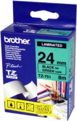 Касета за етикетен принтер Brother TZe-751 Tape Black on Green, Laminated, 24mm, 8 m - Ecoна ниска цена с бърза доставка