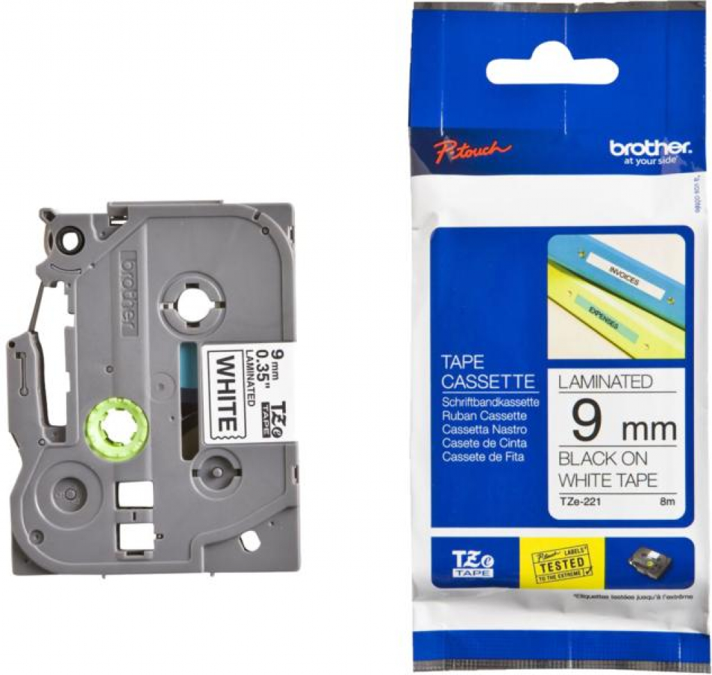 Касета за етикетен принтер Brother TZe-S211 Tape Black on White, Strong Adhesive, 6mm, 8m Ecoна ниска цена с бърза доставка - BestPC.BG