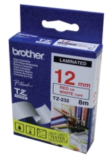 Касета за етикетен принтер Brother TZe-232 Tape Red on White, Laminated, 12mm, 8m - Ecoна ниска цена с бърза доставка