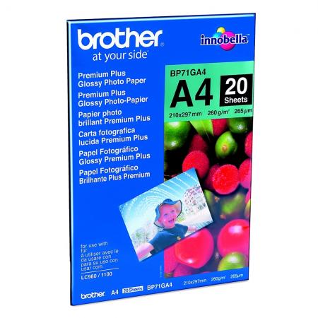 Хартия за принтер Brother BP71GA4 Premium Plus Glossy Photo Paper 20 Sheetsна ниска цена с бърза доставка