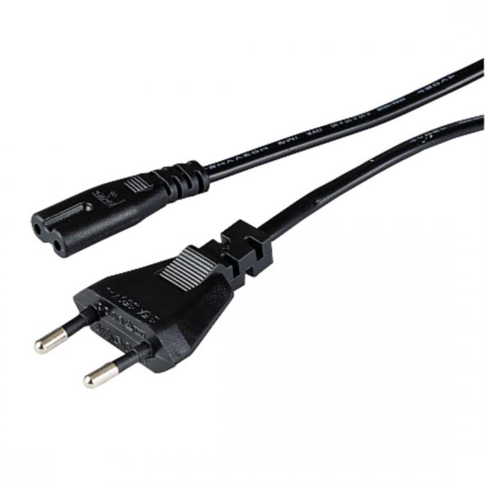 Кабел/адаптер Захранващ кабел HAMA, Euro-plug, 2pin(IEC C7) женско, 1.5 m, Черенна ниска цена с бърза доставка