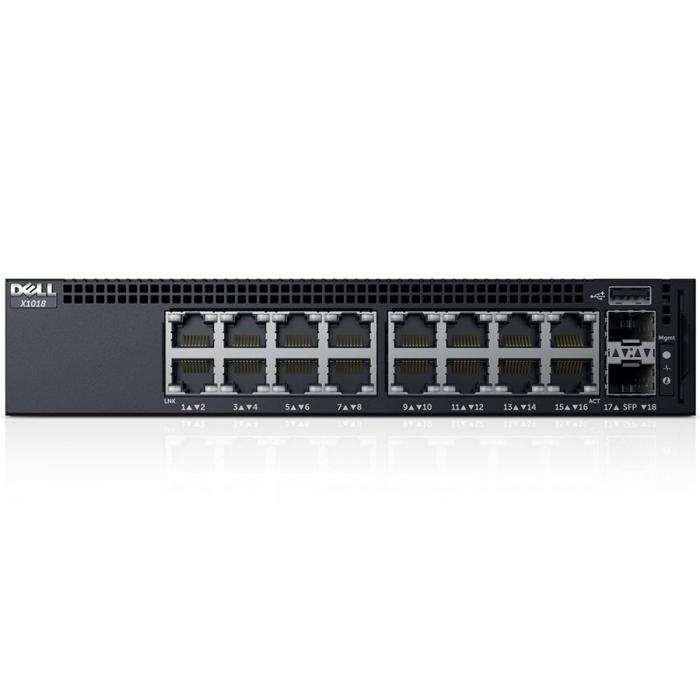 Комутатор/Суич Dell Networking X1018 Smart Web Managed Switch, 16x 1GbE and 2x 1GbE SFP portsна ниска цена с бърза доставка - BestPC.BG