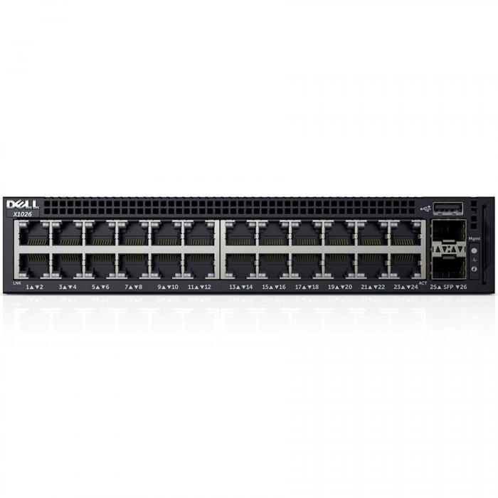 Комутатор/Суич Dell Networking X1026 Smart Web Managed Switch, 24x 1GbE and 2x 1GbE SFP portsна ниска цена с бърза доставка - BestPC.BG