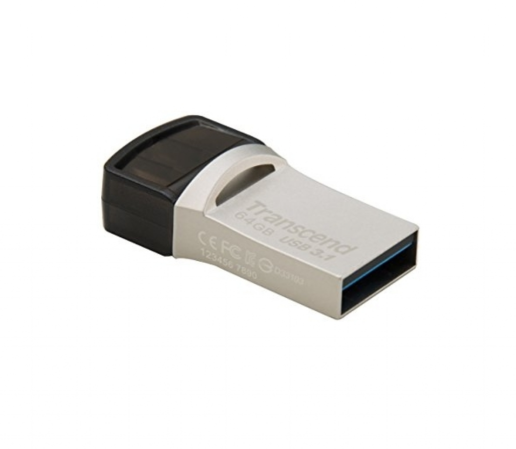 Transcend 64GB JETFLASH 890S, USB 3.1 Type C, Silver Platingна ниска цена с бърза доставка - BestPC.BG