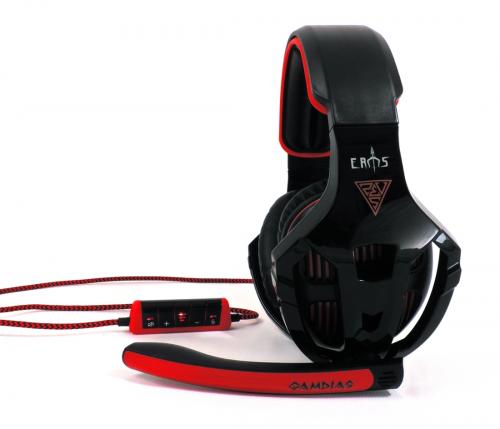 Геймърски Жични Gaming Слушалки, Gamdias, EROS GHS2200-USB, Черни/Червени, USB 2.0на ниска цена с бърза доставка - BestPC.BG