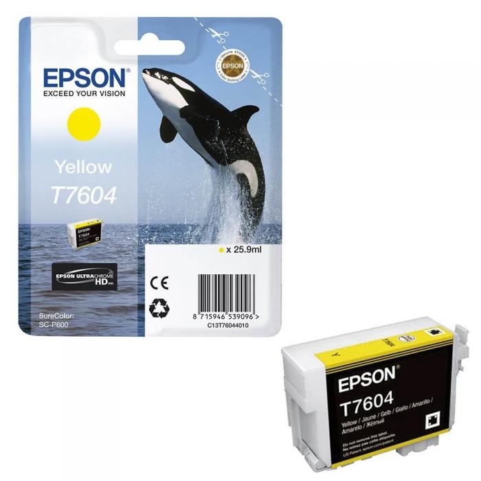 Касета с мастило Epson T7604 Yellowна ниска цена с бърза доставка - BestPC.BG