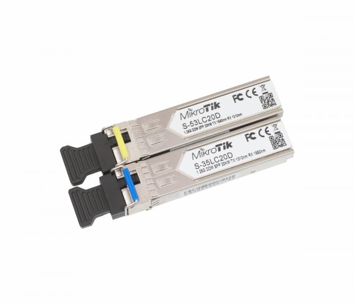 SFP Модул Оптичен модул MikroTik S-3553LC20D, 1.25G SFP, SM, 20km 1310nm-1550nm, 2бр.на ниска цена с бърза доставка - BestPC.BG