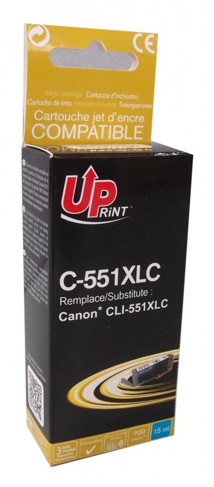 Касета с мастило Мастилница UPRINT CLI-551XL CANON, С чип, Cyanна ниска цена с бърза доставка - BestPC.BG