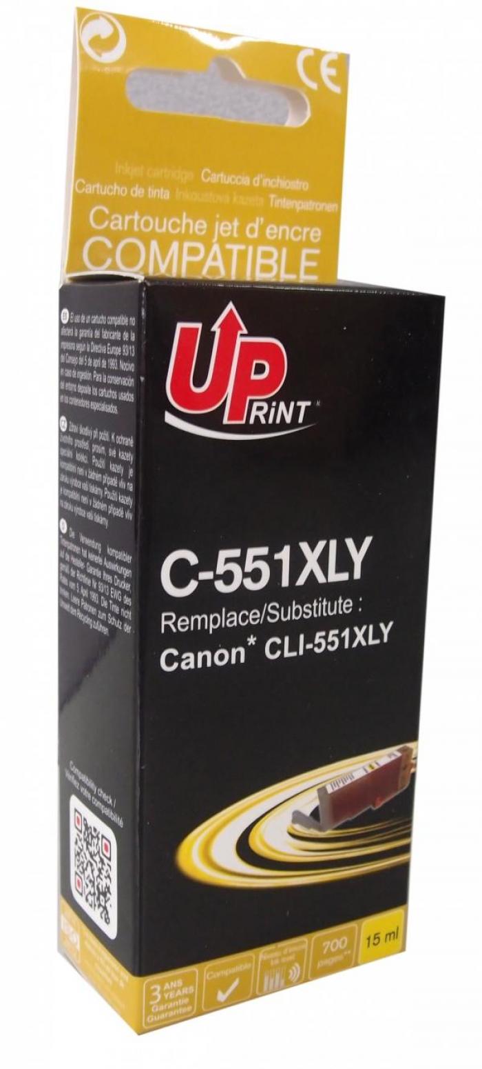 Касета с мастило Мастилница UPRINT CLI-551XL CANON, С чип, Yellowна ниска цена с бърза доставка - BestPC.BG