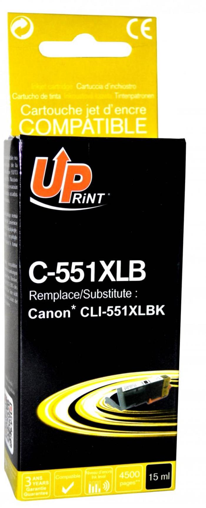 Касета с мастило Мастилница UPRINT CLI-551XL CANON, Blackна ниска цена с бърза доставка - BestPC.BG