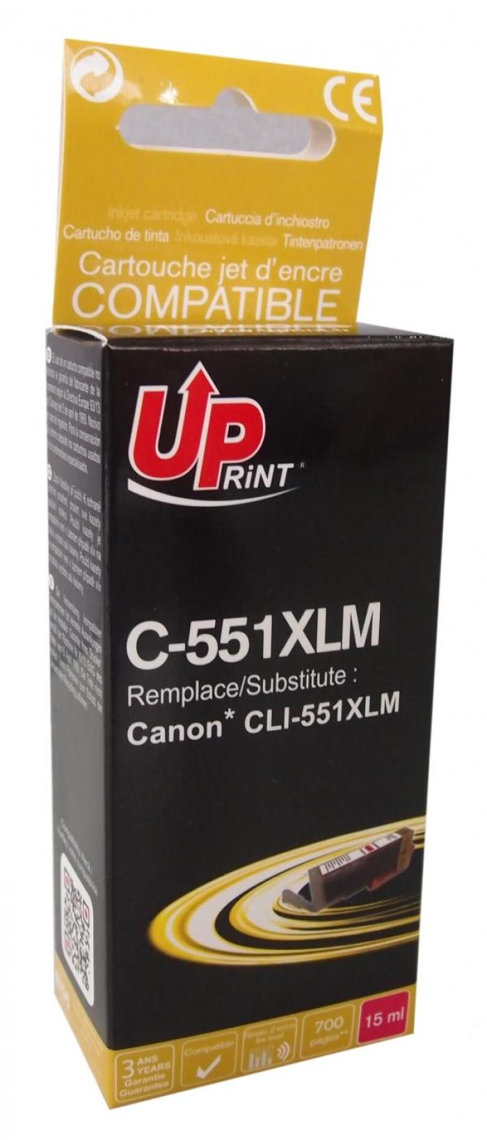 Касета с мастило Мастилница UPRINT CLI-551XL CANON, С чип, Magentaна ниска цена с бърза доставка - BestPC.BG