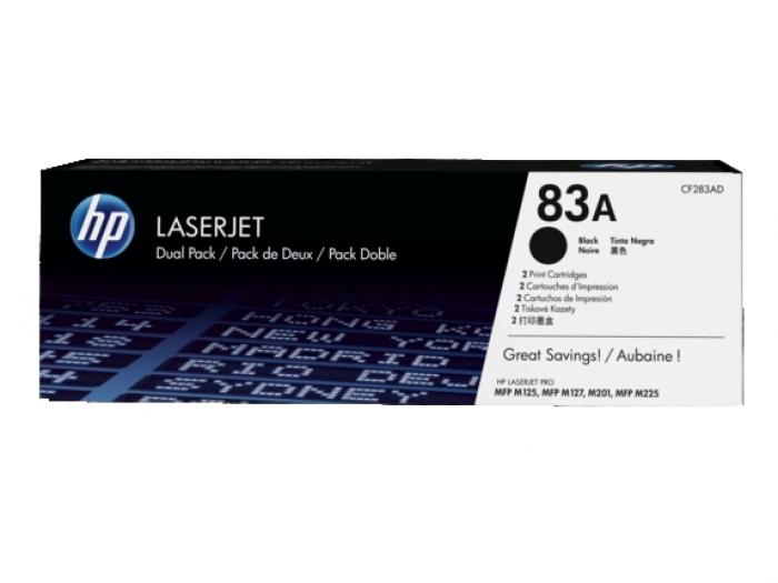 Тонер за лазерен принтер HP 83A 2-pack Black Original LaserJet Toner Cartridge (CF283AD)на ниска цена с бърза доставка - BestPC.BG