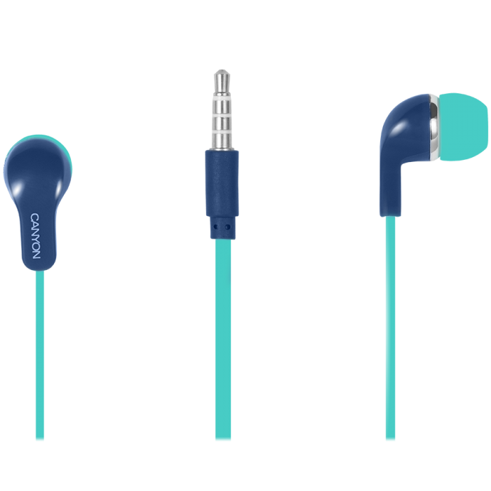 Слушалки CANYON Stereo Earphones with inline microphone, Зелени/синина ниска цена с бърза доставка - BestPC.BG