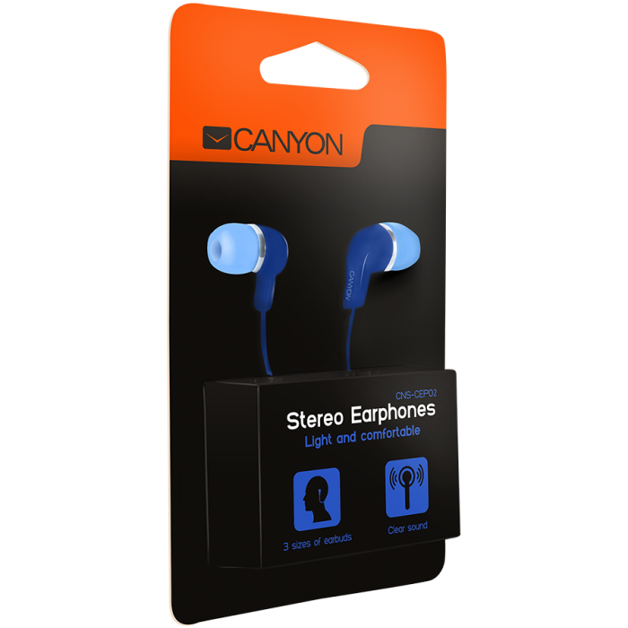 Слушалки CANYON Stereo Earphones with inline microphone, Blueна ниска цена с бърза доставка - BestPC.BG