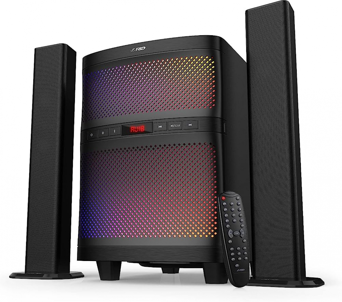 Колонки F&D T-200X, 2.1, 70W RMS, 8\'\' Subwoofer, 2x2\'\' Satellites, BT 5.0, AUX, USB, FM, LED Displayна ниска цена с бърза доставка - BestPC.BG