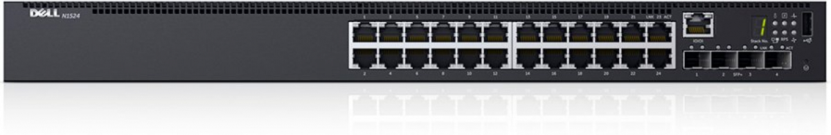 Комутатор/Суич Dell Networking N1524, 24x 1GbE + 4x 10GbE SFP+ fixed ports, Stackingна ниска цена с бърза доставка - BestPC.BG