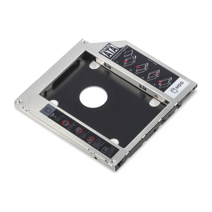Кутия/Чекмедже за HDD Монтажен адаптор за 2.5" SSD-HDD към CD- DVD- Blu-ray на лаптоп, до 9.5 ммна ниска цена с бърза доставка - BestPC.BG