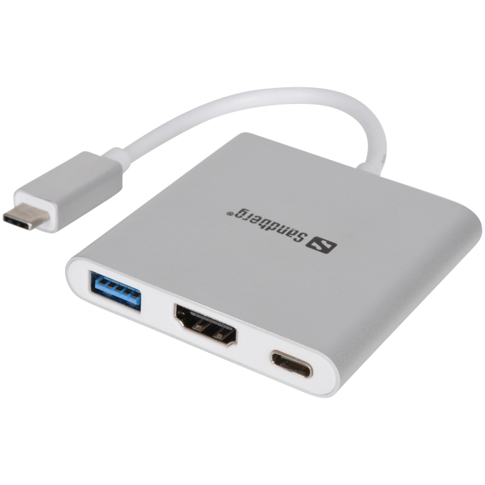 Кабел/адаптер SANDBERG SNB-136-00 :: Докинг станция USB-C към HDMI + USBна ниска цена с бърза доставка - BestPC.BG