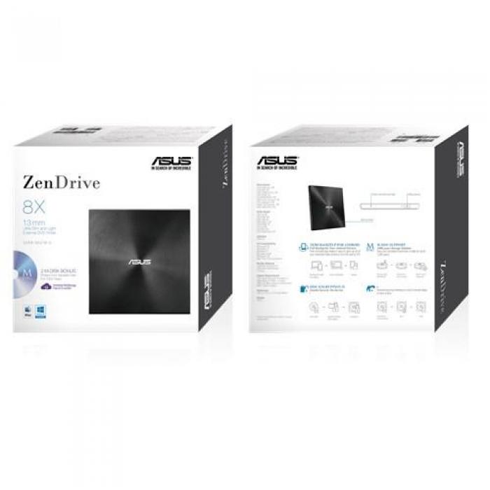 Оптично устройство Външно USB DVD записващо устройство ASUS ZenDrive U7M Ultra-slim, USB 2.0, Черенна ниска цена с бърза доставка - BestPC.BG