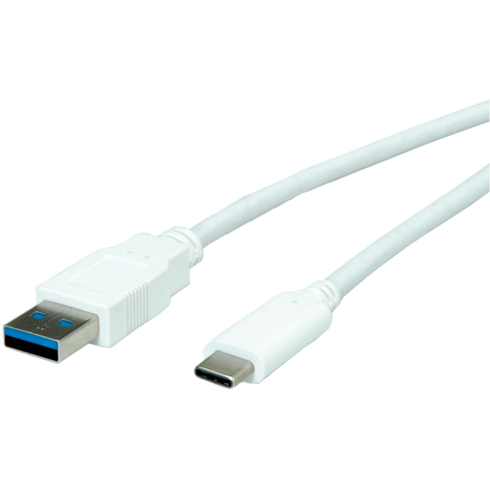 VALUE 11.99.9010 :: USB Type C кабел, USB-C М - USB-А М, 5 Gbit-s, бял, 0.5 мна ниска цена с бърза доставка - BestPC.BG