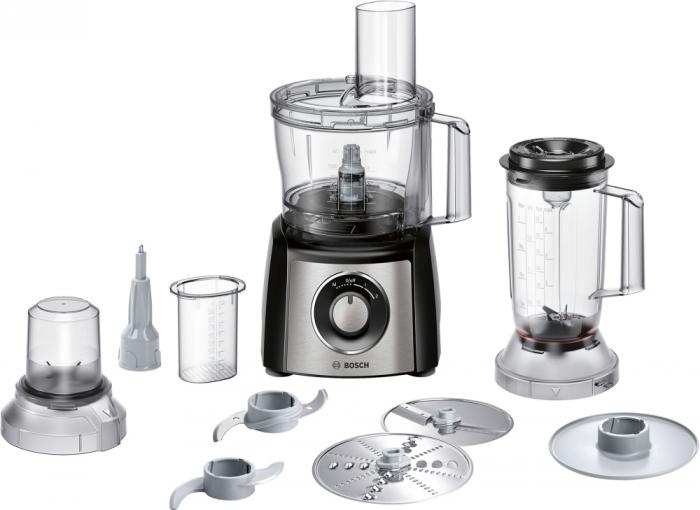 Bosch MCM3501M, Food processor, MultiTalent 3, 800 W, add. Mixer attachment, Chopper, Grinder, Dough Tool, Black, Brushed stainless steelна ниска цена с бърза доставка - BestPC.BG
