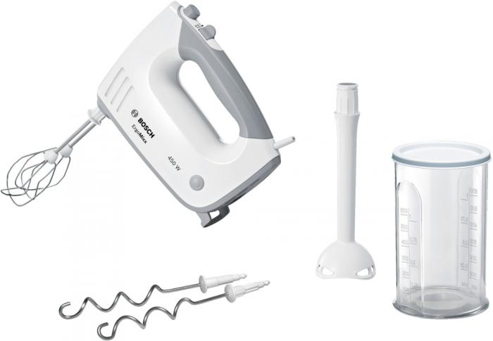 Бяла техника Bosch MFQ36440, Hand mixer, ErgoMixx, 450 W, Included blender & transparent jug, Whiteна ниска цена с бърза доставка
