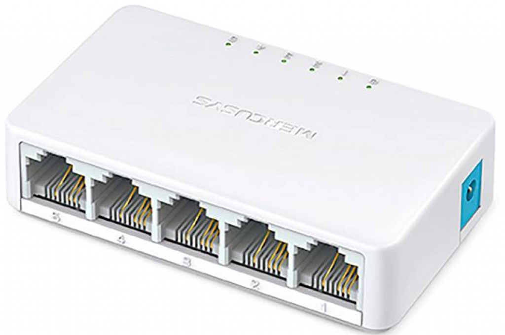 Комутатор/Суич Mercusys MS105, 5-порта 10/100Mbps, неуправляем, настолен, компактен дизайнна ниска цена с бърза доставка - BestPC.BG