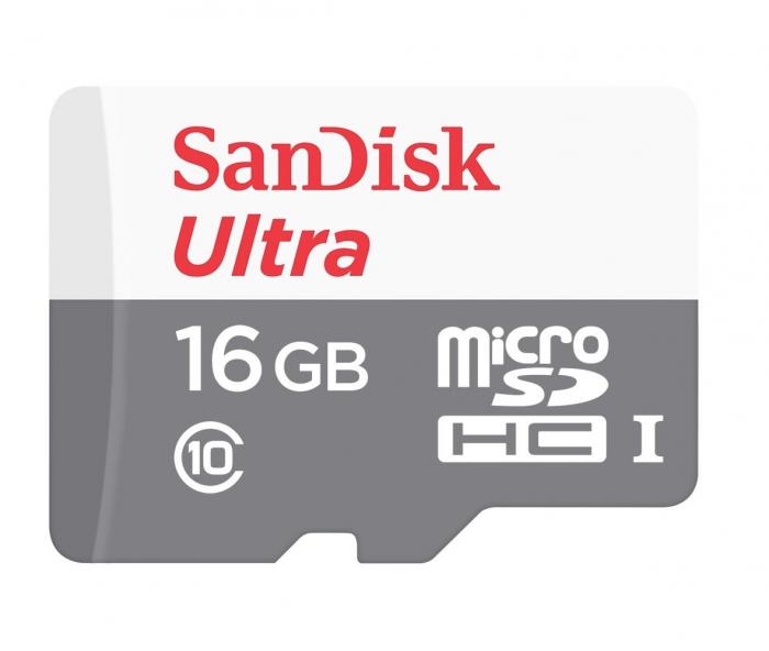 SD/флаш карта SANDISK Ultra microSD UHS-I, 16GB, 48MB-s, Class 10на ниска цена с бърза доставка